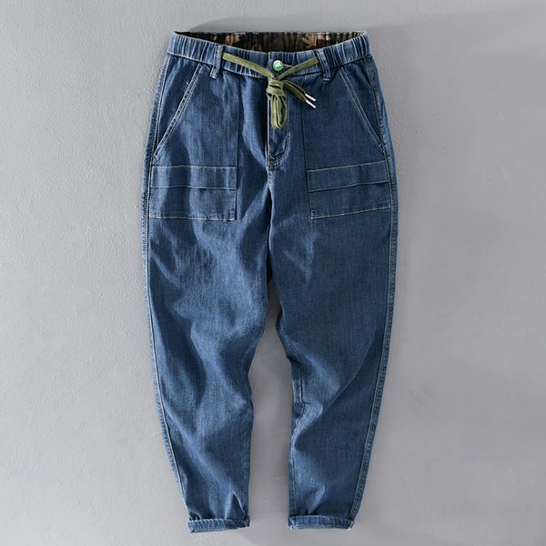 2021 new spring and autumn ankle-length stretch elastic waist cotton jeans pants blue with pocket trousers for men clothing spodnie 2tp8
2021 new spring and autumn ankle-length stretch elastic waist cotton jeans pants blue with pocket trousers for men clothing spodnie 2tp8