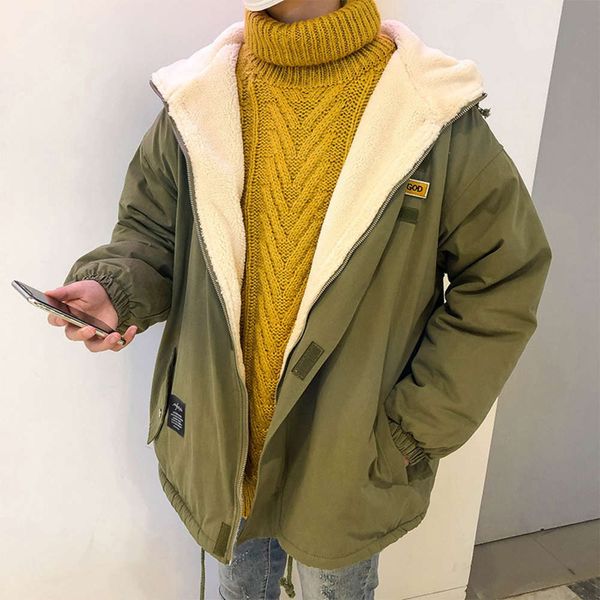 autumn and winter lamb wool coat bf harajuku men's korean loose student cotton jacket with cashmere, Black;brown
autumn and winter lamb wool coat bf harajuku men's korean loose student cotton jacket with cashmere, Black;brown