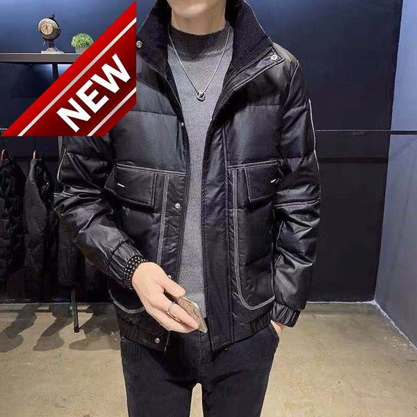 2021 winter men's new loose stand collar overcoats male thicken warm white duck down coats men pu leather jackets w847, Black
2021 winter men's new loose stand collar overcoats male thicken warm white duck down coats men pu leather jackets w847, Black