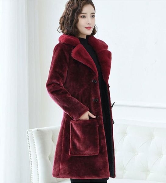 new product autumn and winter sheep shearing mid-length ladies coat faux fox fur collar fur one faux fur coat, Black
new product autumn and winter sheep shearing mid-length ladies coat faux fox fur collar fur one faux fur coat, Black