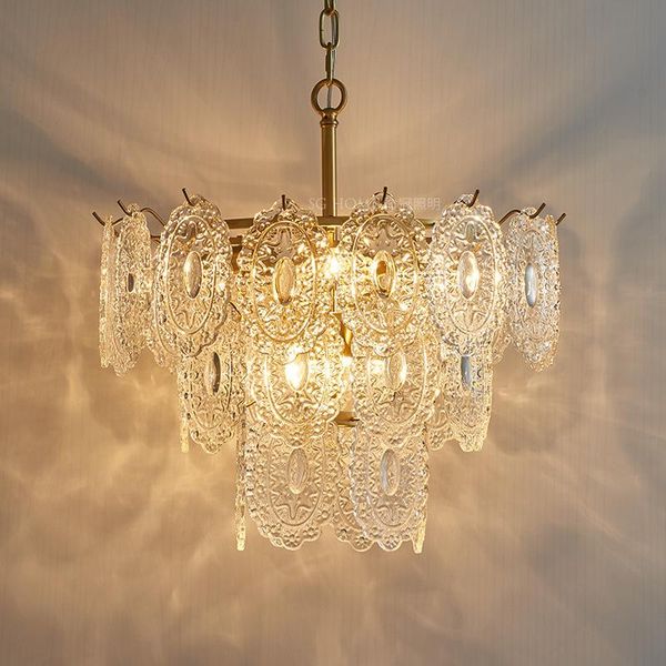 "brass" post-modern luxury chandelier simple living room hall high-grade round bedroom dining room model lamps