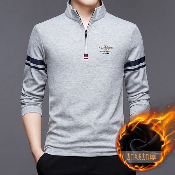 21 autumn winter middle-aged young men's plush zipper sweater stand t-shirt half high collar long sve t fashion slim bottomed, Black
21 autumn winter middle-aged young men's plush zipper sweater stand t-shirt half high collar long sve t fashion slim bottomed, Black