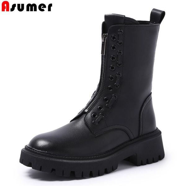 boots asumer 2021 genuine leather ankle women zip fashion autumn winter motorcycle botas platform combat, Black
boots asumer 2021 genuine leather ankle women zip fashion autumn winter motorcycle botas platform combat, Black