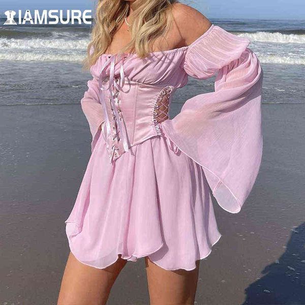iamsure beach style vintage chiffon dress with corset bandage hollow out bustier prairie chic flare sleeve dresses 2 pieces set g1223, Black;gray
iamsure beach style vintage chiffon dress with corset bandage hollow out bustier prairie chic flare sleeve dresses 2 pieces set g1223, Black;gray