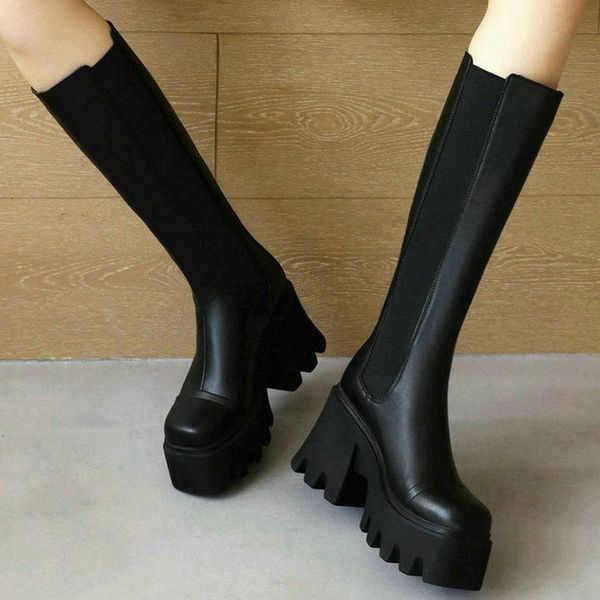 boots 2021 women knee high platform thick heel ladies motorcycle elastic band square toe chunky big size, Black
boots 2021 women knee high platform thick heel ladies motorcycle elastic band square toe chunky big size, Black
