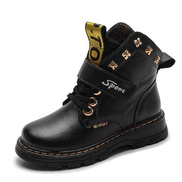 kids boys boots winter mid-calf waterproof boots for boys outdoor leather shoes warm martin boots for children, Black;red
kids boys boots winter mid-calf waterproof boots for boys outdoor leather shoes warm martin boots for children, Black;red
