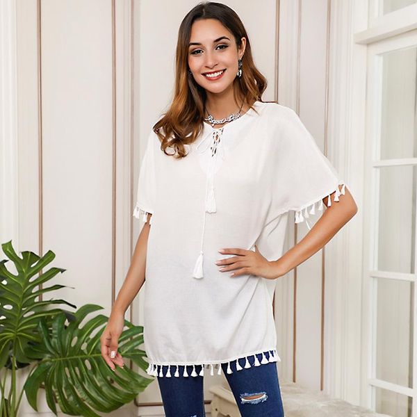 women's t-shirt girls white clothes hollow-out tassel woman tshirts office lady loose graphic tee
women's t-shirt girls white clothes hollow-out tassel woman tshirts office lady loose graphic tee