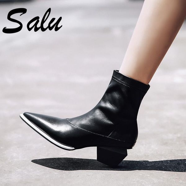 boots salu quality women genuine leather winter pointed toe black square heels ankle booties size 34-39
boots salu quality women genuine leather winter pointed toe black square heels ankle booties size 34-39