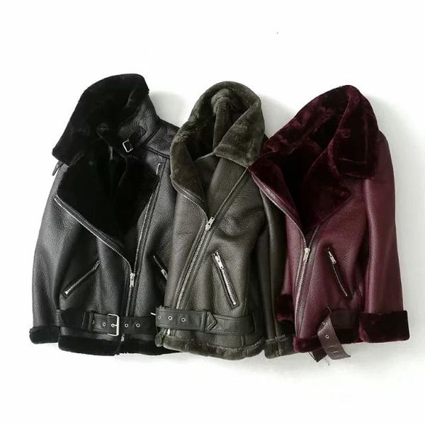 2021 new three colors sheep coats women winter thick faux coat female fur lining warm bomber leather jacket fp5b, Black
2021 new three colors sheep coats women winter thick faux coat female fur lining warm bomber leather jacket fp5b, Black