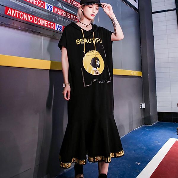 casual dresses folds hem hooded summer dress women letter print cotton vestidos loose hip hop streetwear lengthen ladies t-shirt, Black;gray
casual dresses folds hem hooded summer dress women letter print cotton vestidos loose hip hop streetwear lengthen ladies t-shirt, Black;gray