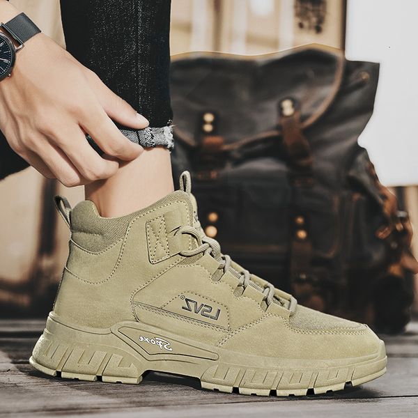 british men's martin boots thick soled autumn winter trend high casual shoes outdoor pu lace up labor protection short, Black
british men's martin boots thick soled autumn winter trend high casual shoes outdoor pu lace up labor protection short, Black