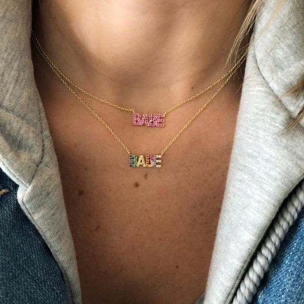 chains rainbow cz pastel babe letter necklace delicate fashion 925 sterling silver collar chain jewelry
chains rainbow cz pastel babe letter necklace delicate fashion 925 sterling silver collar chain jewelry