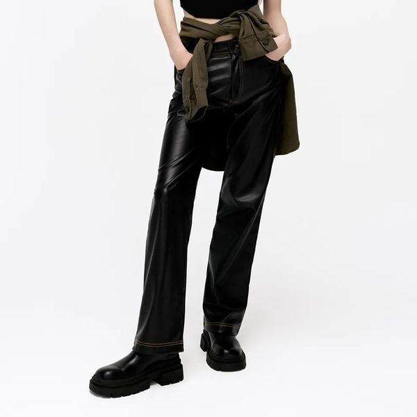 women's pants & capris kumsvag women autumn casual pu straight 2021 za high waist button female fashion street pant trousers clothes ly, Black;white
women's pants & capris kumsvag women autumn casual pu straight 2021 za high waist button female fashion street pant trousers clothes ly, Black;white