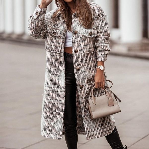 women's wool & blends women fashion turn-down collar print woolen long coat 2021 vintage pattern sleeve loose warm overcoat lady outwea, Black
women's wool & blends women fashion turn-down collar print woolen long coat 2021 vintage pattern sleeve loose warm overcoat lady outwea, Black