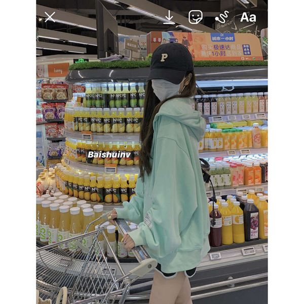 white water women's grey hooded sweater jacket women's spring and autumn thin lazy style design loose long sleeve top, Black
white water women's grey hooded sweater jacket women's spring and autumn thin lazy style design loose long sleeve top, Black