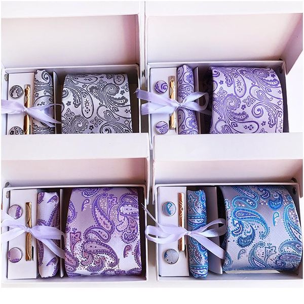 luxury men's silk neckties paisley floral ties set for men tie cufflinks hanky tie clip gift box set packing wedd jllsdk, Blue;purple
luxury men's silk neckties paisley floral ties set for men tie cufflinks hanky tie clip gift box set packing wedd jllsdk, Blue;purple