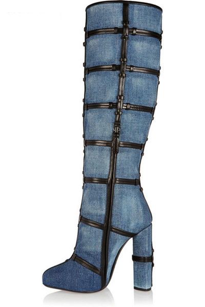 boots women denim knee high weaving zapatos de mujer pointed toe square heels botas spring autumn shoes woman fashion, Black
boots women denim knee high weaving zapatos de mujer pointed toe square heels botas spring autumn shoes woman fashion, Black