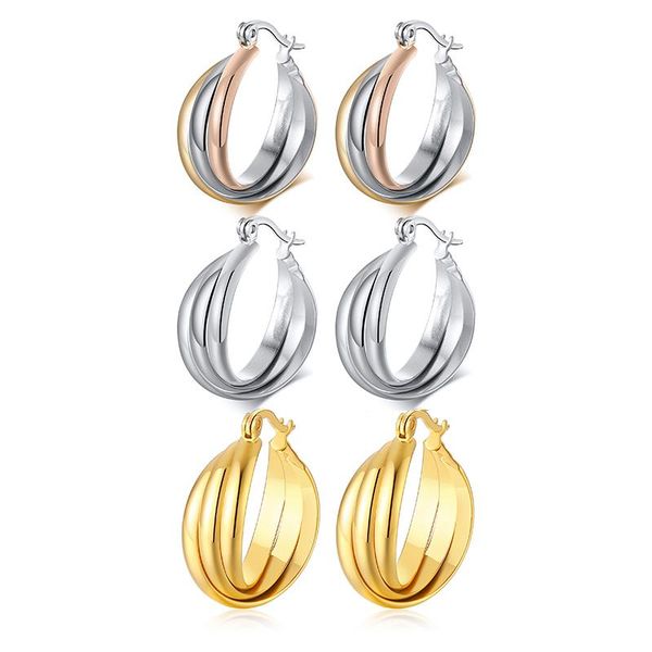 hoop & huggie three triple hoops twist earrings for women stainless steel bohe huggies lady mom wife gift, Golden;silver
hoop & huggie three triple hoops twist earrings for women stainless steel bohe huggies lady mom wife gift, Golden;silver