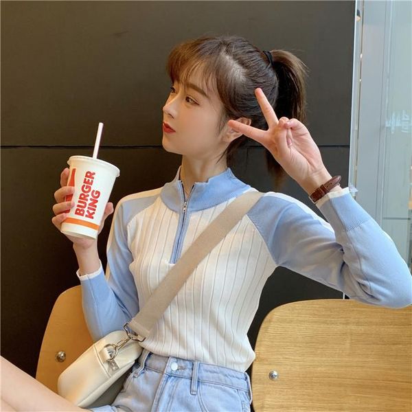 women's sweaters fashion brand sweet spring fall long sleeve patchwork zippers crop knitted turtleneck vetement femme pullovers, White;black
women's sweaters fashion brand sweet spring fall long sleeve patchwork zippers crop knitted turtleneck vetement femme pullovers, White;black