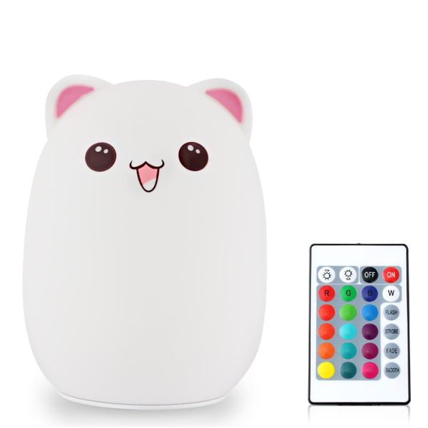 night lights usb led light rechargeable cartoon cat silicone soft breathing baby nursery lamp remote control 24 key
night lights usb led light rechargeable cartoon cat silicone soft breathing baby nursery lamp remote control 24 key