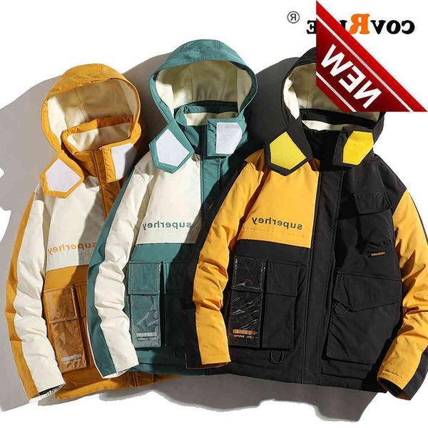 covrlge man duck down jacket light thick s men hooded 90 fleece ins tooling trend big pocket mwy031, Black
covrlge man duck down jacket light thick s men hooded 90 fleece ins tooling trend big pocket mwy031, Black