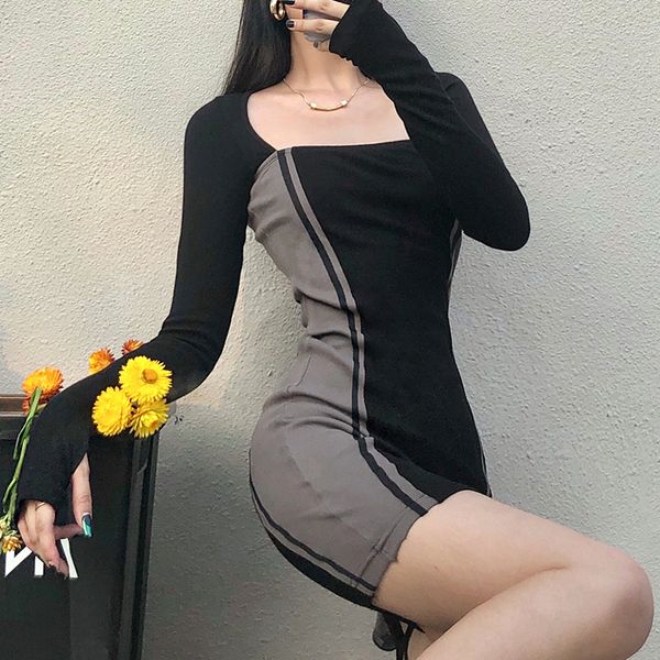 2021 spring patchwork mini dress for women korean streetwear long sleeve bodycon dresses 90s party night outfits, Black;gray
2021 spring patchwork mini dress for women korean streetwear long sleeve bodycon dresses 90s party night outfits, Black;gray