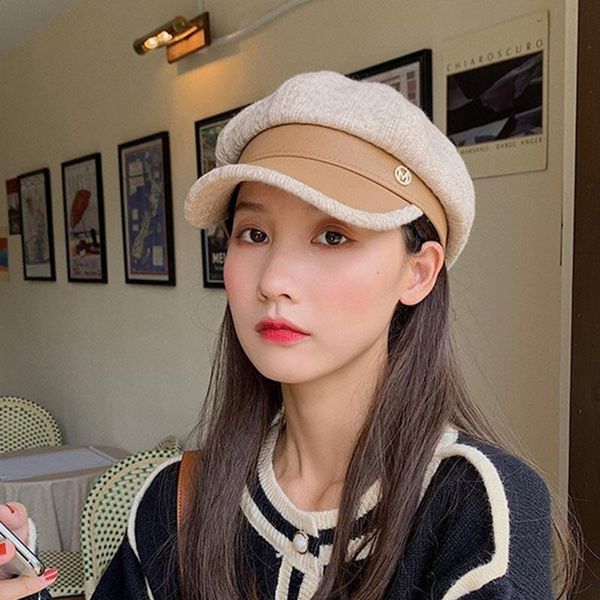 stingy brim hats octagonal for women korean tide ins rhinestone letter beret british retro sboy hat winter female painter cap, Blue;gray
stingy brim hats octagonal for women korean tide ins rhinestone letter beret british retro sboy hat winter female painter cap, Blue;gray
