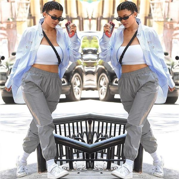 women's pants & capris pholeey autumn winter web celebrity flash reflective jogger women casual gray solid streetwear pockets trousers, Black;white
women's pants & capris pholeey autumn winter web celebrity flash reflective jogger women casual gray solid streetwear pockets trousers, Black;white