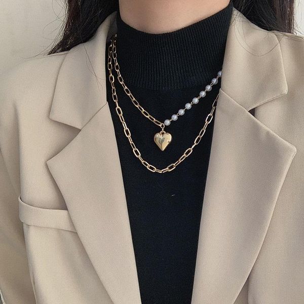 TIMEONLY Creative Double Layered Love Heart Pendant Necklaces for Women Femme Simulated Pearl Chain Necklaces Sweet Jewellery, Silver
TIMEONLY Creative Double Layered Love Heart Pendant Necklaces for Women Femme Simulated Pearl Chain Necklaces Sweet Jewellery, Silver