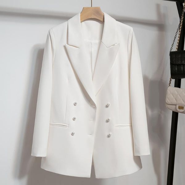 women's suits & blazers fashion pearl button up collared pink female blazer office lady elegant with pocket loose women spring autumn c, White;black
women's suits & blazers fashion pearl button up collared pink female blazer office lady elegant with pocket loose women spring autumn c, White;black
