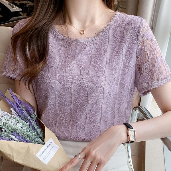 women's blouses & shirts summer women blouse short sleeve o-neck hollow lace shirt blusas mujer de moda 2021 femme e953, White
women's blouses & shirts summer women blouse short sleeve o-neck hollow lace shirt blusas mujer de moda 2021 femme e953, White