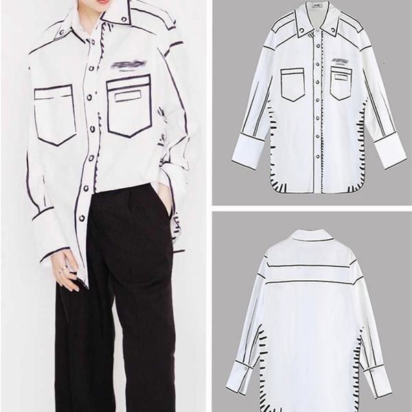women's polos summer autumn designer luxury shirt clothes graffiti hand painted loose women long letter print ei28, White
women's polos summer autumn designer luxury shirt clothes graffiti hand painted loose women long letter print ei28, White