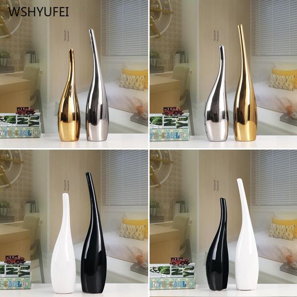 2pcs creative black and white home living room bedroom tv cabinet crafts decoration golden ceramic art flower arrangement vase
2pcs creative black and white home living room bedroom tv cabinet crafts decoration golden ceramic art flower arrangement vase