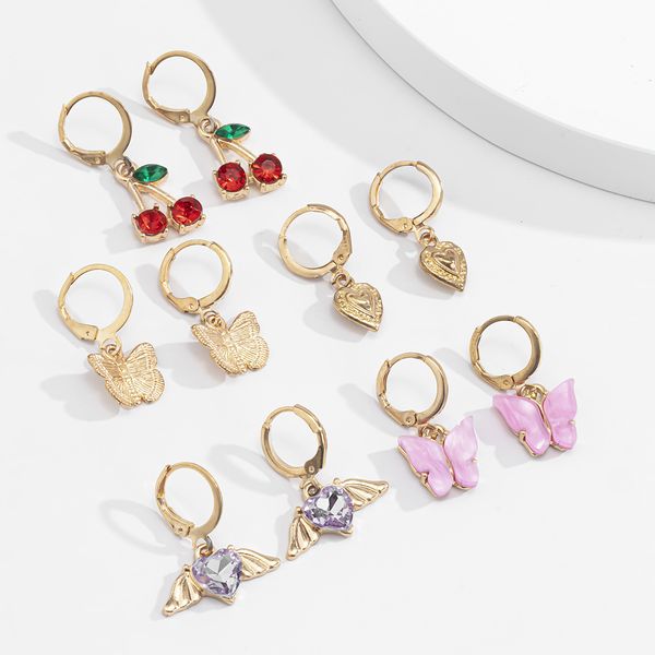 jewelry niche design butterfly cherry set versatile multi color creative earrings, Silver
jewelry niche design butterfly cherry set versatile multi color creative earrings, Silver