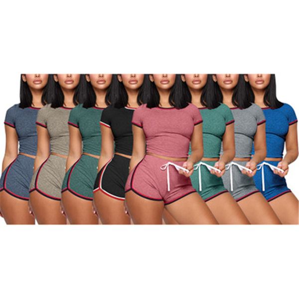 womens solid colors splicing tracksuits fashion trend short sleeve round neck drawstring shorts suits summer female fitness casual sets, Gray
womens solid colors splicing tracksuits fashion trend short sleeve round neck drawstring shorts suits summer female fitness casual sets, Gray