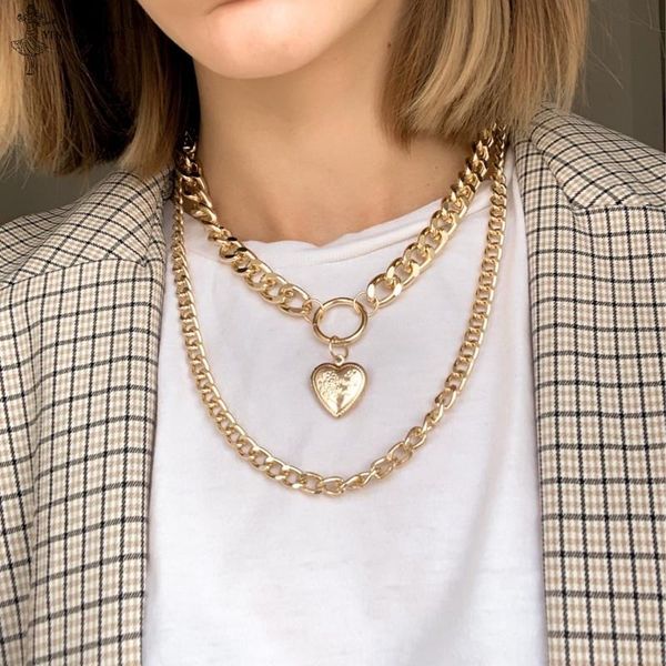 chokers punk metal heart choker necklace for women big thick chain round hollow multilayer pendant long necklaces gothic jewelry, Golden;silver
chokers punk metal heart choker necklace for women big thick chain round hollow multilayer pendant long necklaces gothic jewelry, Golden;silver