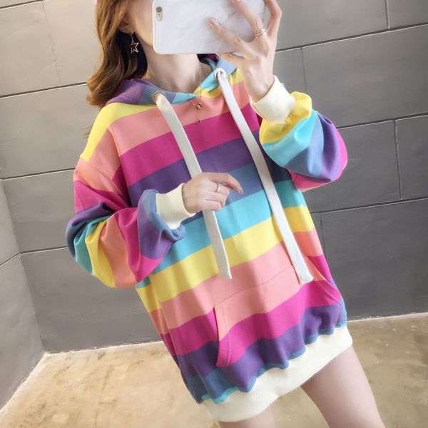 2021 new rainbow lister pullover fall fashions soft ladies with hoodie h00214 macd, Black
2021 new rainbow lister pullover fall fashions soft ladies with hoodie h00214 macd, Black
