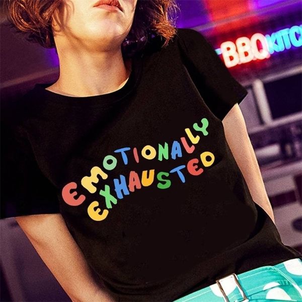 kuakuayu hjn cotton t shirts,emotionally exhausted colorful printed t-shirt,cute summer street wear 210306, White
kuakuayu hjn cotton t shirts,emotionally exhausted colorful printed t-shirt,cute summer street wear 210306, White