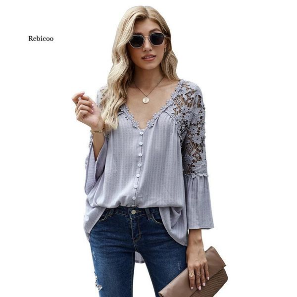 women's blouses & shirts hollow out lace shirt for women vintage v neck flare sleeve summer blouse ladies boho blusas plus size, White
women's blouses & shirts hollow out lace shirt for women vintage v neck flare sleeve summer blouse ladies boho blusas plus size, White