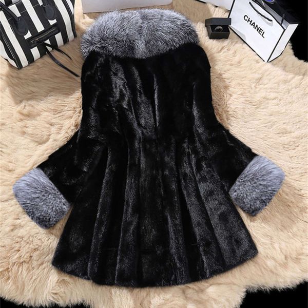 designercollar length haining women's medium winter slim mink fox hair mother size fur coat, Black
designercollar length haining women's medium winter slim mink fox hair mother size fur coat, Black
