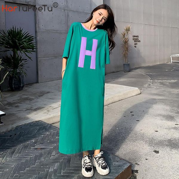 casual dresses long t shirt dress maxi women cotton korean style ankle length applique letter side split oversize loose vestido mujer, Black;gray
casual dresses long t shirt dress maxi women cotton korean style ankle length applique letter side split oversize loose vestido mujer, Black;gray
