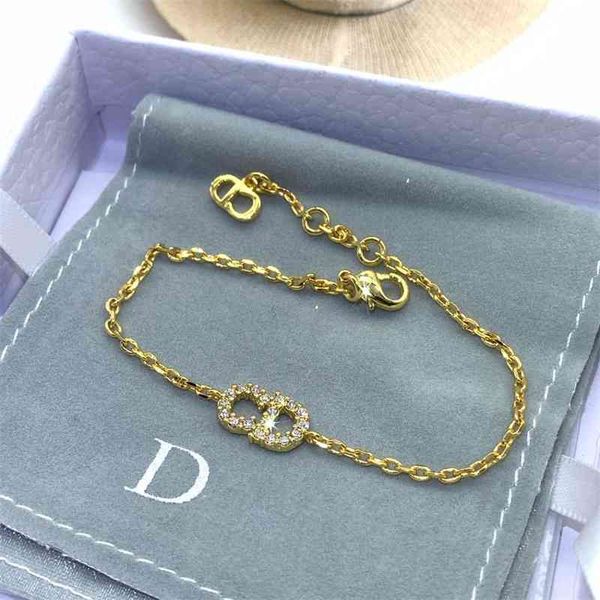bracelet 2021 new letter inlaid with stone earrings, Silver