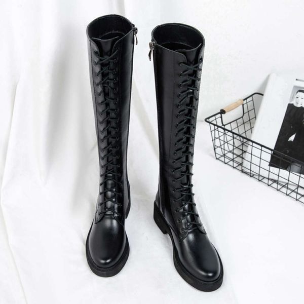 2020 new autumn and winter lace up high tube martin women's below knee long small knight boots, White;red
2020 new autumn and winter lace up high tube martin women's below knee long small knight boots, White;red