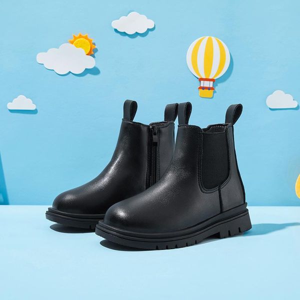 boots autumn girls' trend leather children shoes princess black fashion non slip simple water proof size 27-37, Black;grey
boots autumn girls' trend leather children shoes princess black fashion non slip simple water proof size 27-37, Black;grey
