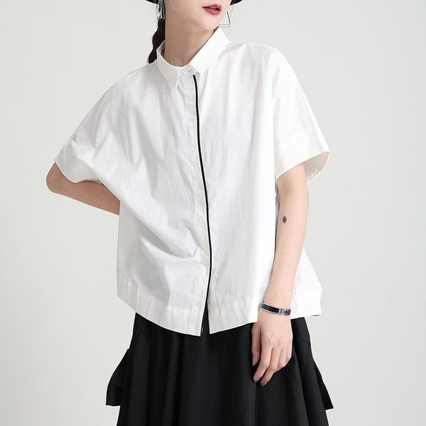 women's blouses & shirts johnature 2021 summer thin short sleeve casual simple loose turn-down collar solid color women, White
women's blouses & shirts johnature 2021 summer thin short sleeve casual simple loose turn-down collar solid color women, White