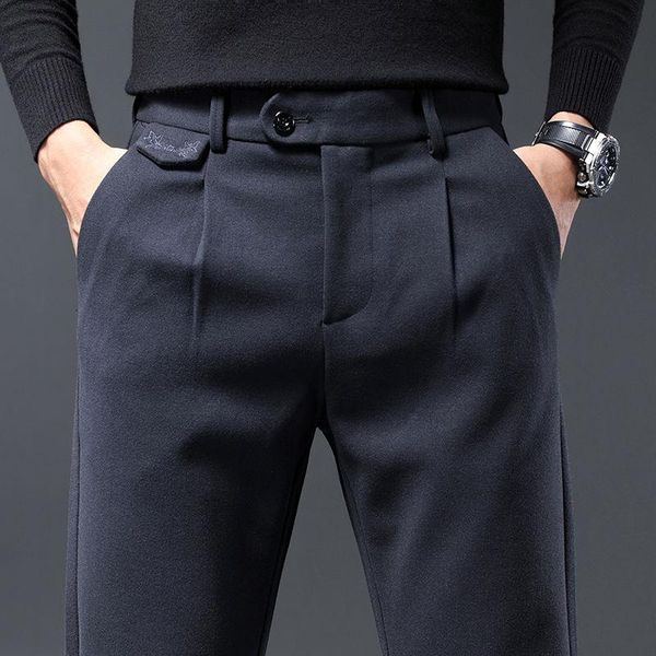 men's pants men 2022 autumn winter fashion thick warm woolen male high waist straight business casual loose trousers o733, Black
men's pants men 2022 autumn winter fashion thick warm woolen male high waist straight business casual loose trousers o733, Black