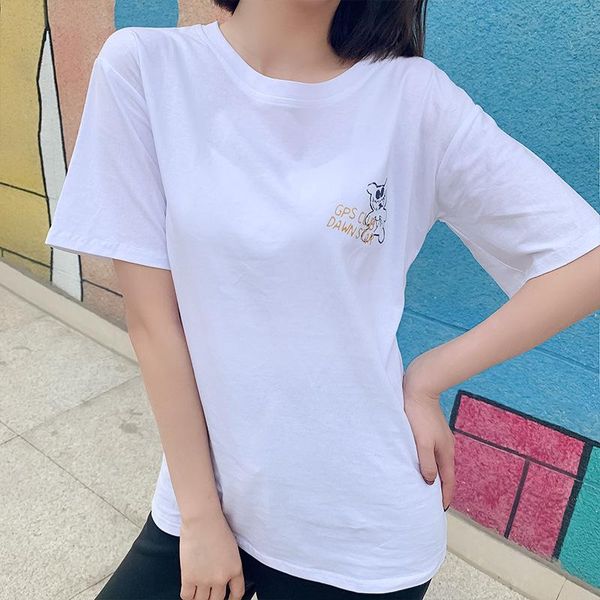 women's t-shirt 2021 spring and autumn solid color pullover printed short sleeve urban casual loose round neck top, White
women's t-shirt 2021 spring and autumn solid color pullover printed short sleeve urban casual loose round neck top, White