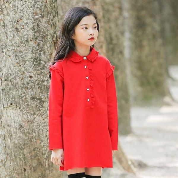 girl's dresses 2021 autumn girls dress children girl long sleeves big cotton doll collar princess student clothes party, Red;yellow
girl's dresses 2021 autumn girls dress children girl long sleeves big cotton doll collar princess student clothes party, Red;yellow