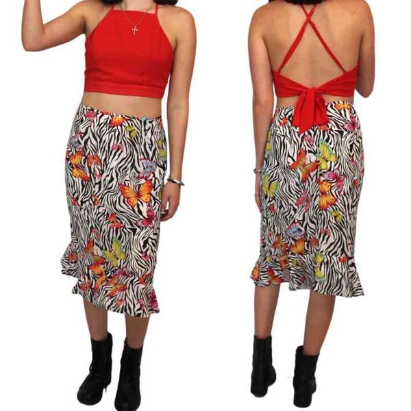 women zebra and butter-fly print midi skirt straight-fit elastic waist split mermaid skirts ladies streetwear, Black
women zebra and butter-fly print midi skirt straight-fit elastic waist split mermaid skirts ladies streetwear, Black