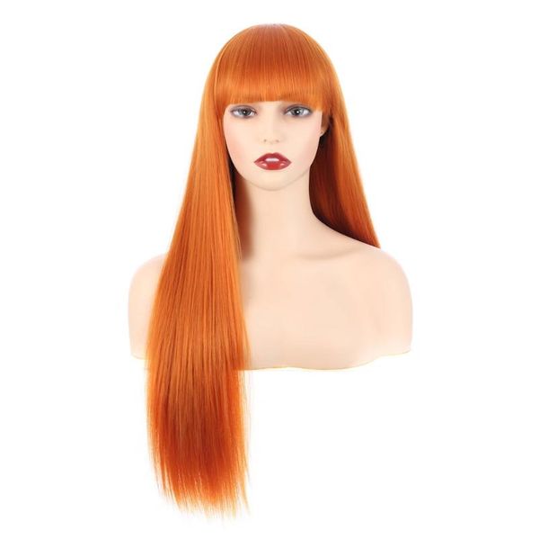 synthetic wigs 24 inch orange long straight wig with bangs cosplay lolita women's high temperature fiber headband for women, Black
synthetic wigs 24 inch orange long straight wig with bangs cosplay lolita women's high temperature fiber headband for women, Black